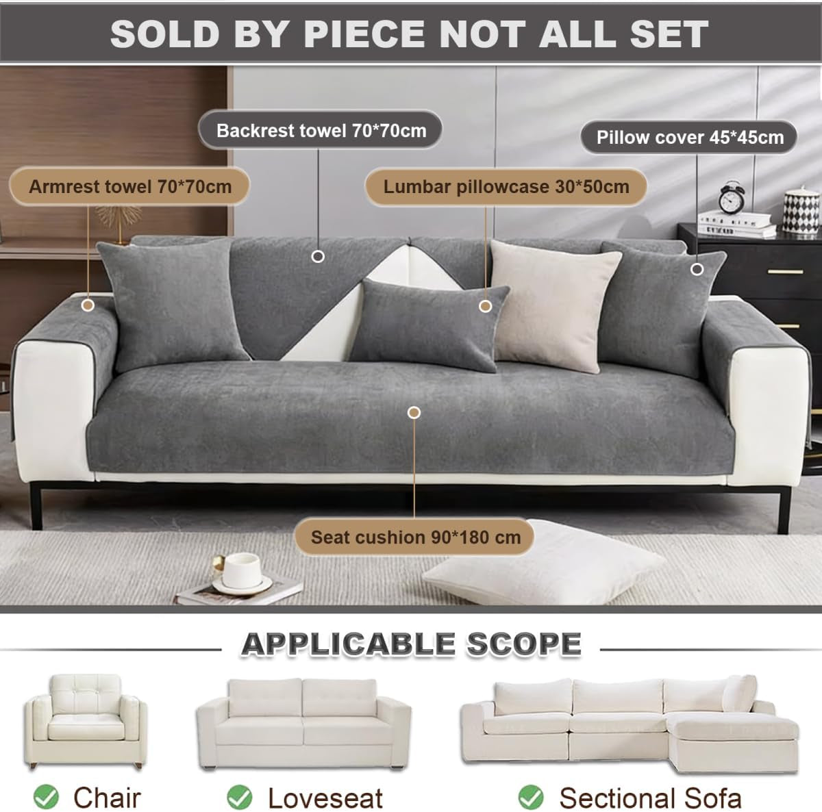 Sofa Überzug, Chenille Sofabezug, Sofa Überwurf, Sofadecke Rutschfest, Sofa Überwurfdecke, Sofaschutz Katze Hund, Sofa Schutzdecke, Sofadecken Für Sitzfläche, Couchbezug, SOFE Cover
