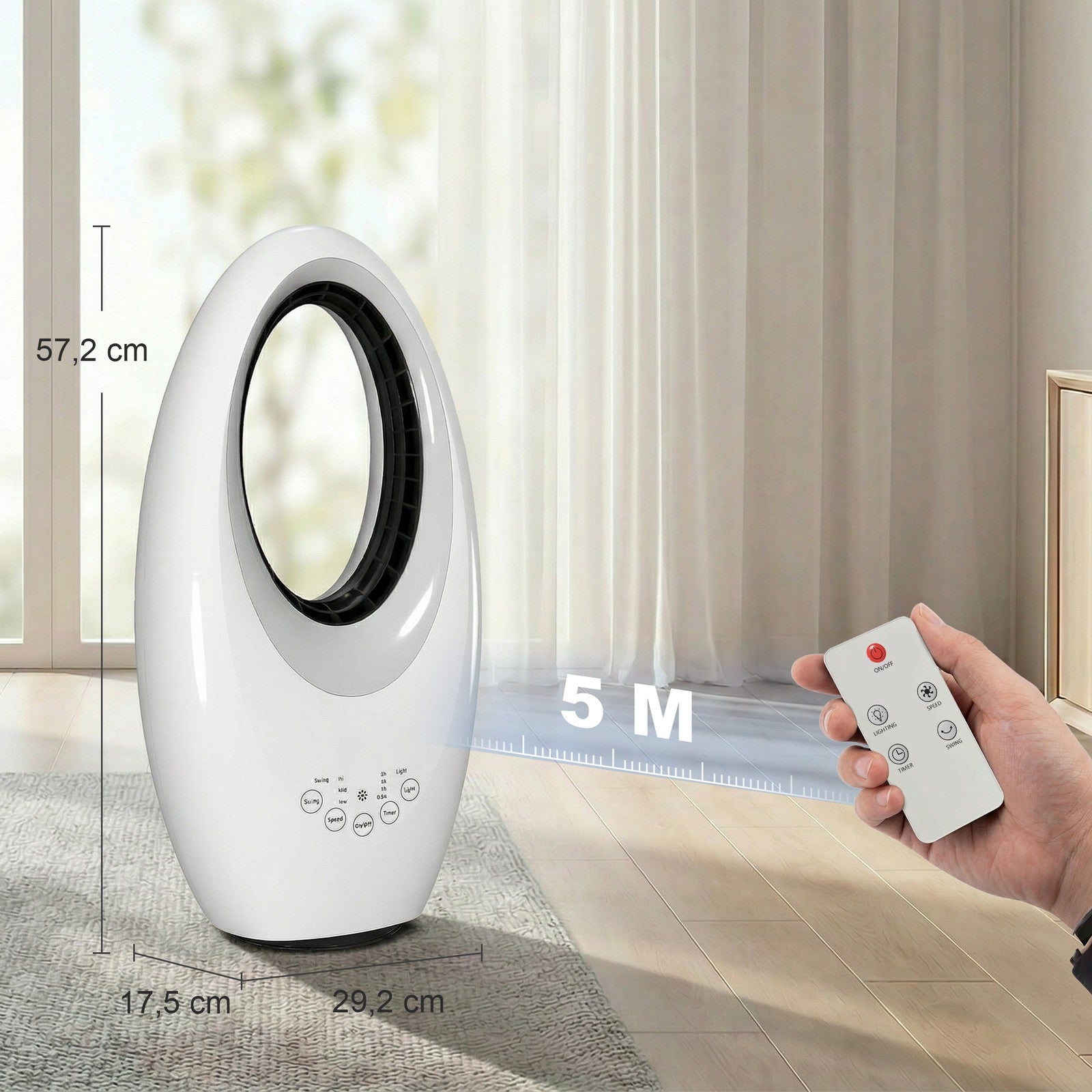 Turmventilator Ohne Rotorblätter, Leiser Ventilator Mit 60° Oszillation