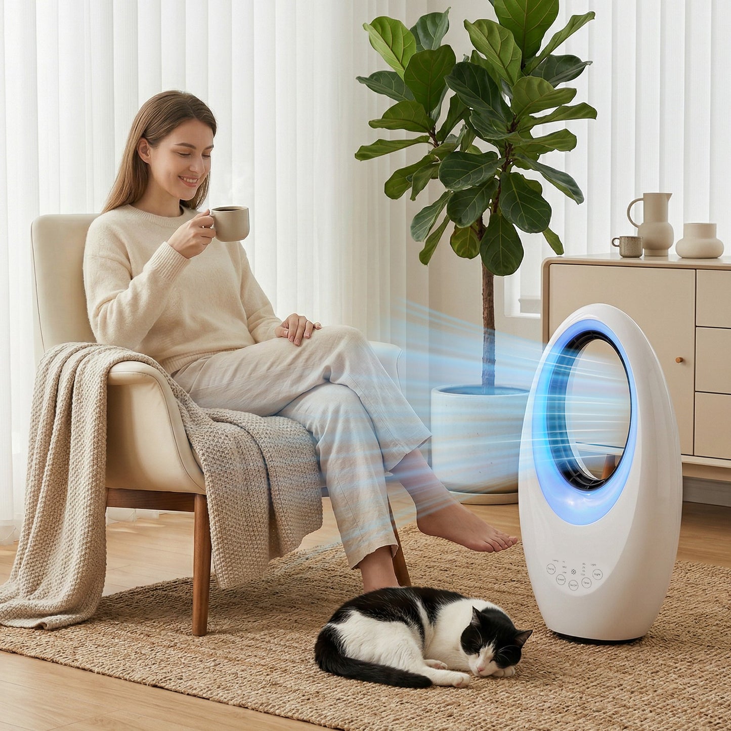 Turmventilator Ohne Rotorblätter, Leiser Ventilator Mit 60° Oszillation