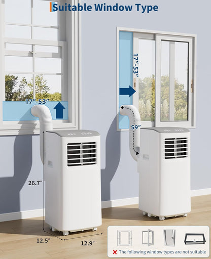 Portable Air Conditioner, 8,000 Btus Room Air Conditioner, 3 In-1 Cooling AC Portable Air Conditioner with Fan & Dehumidifier, Standing Air Conditioner, Ventless Floor AC
