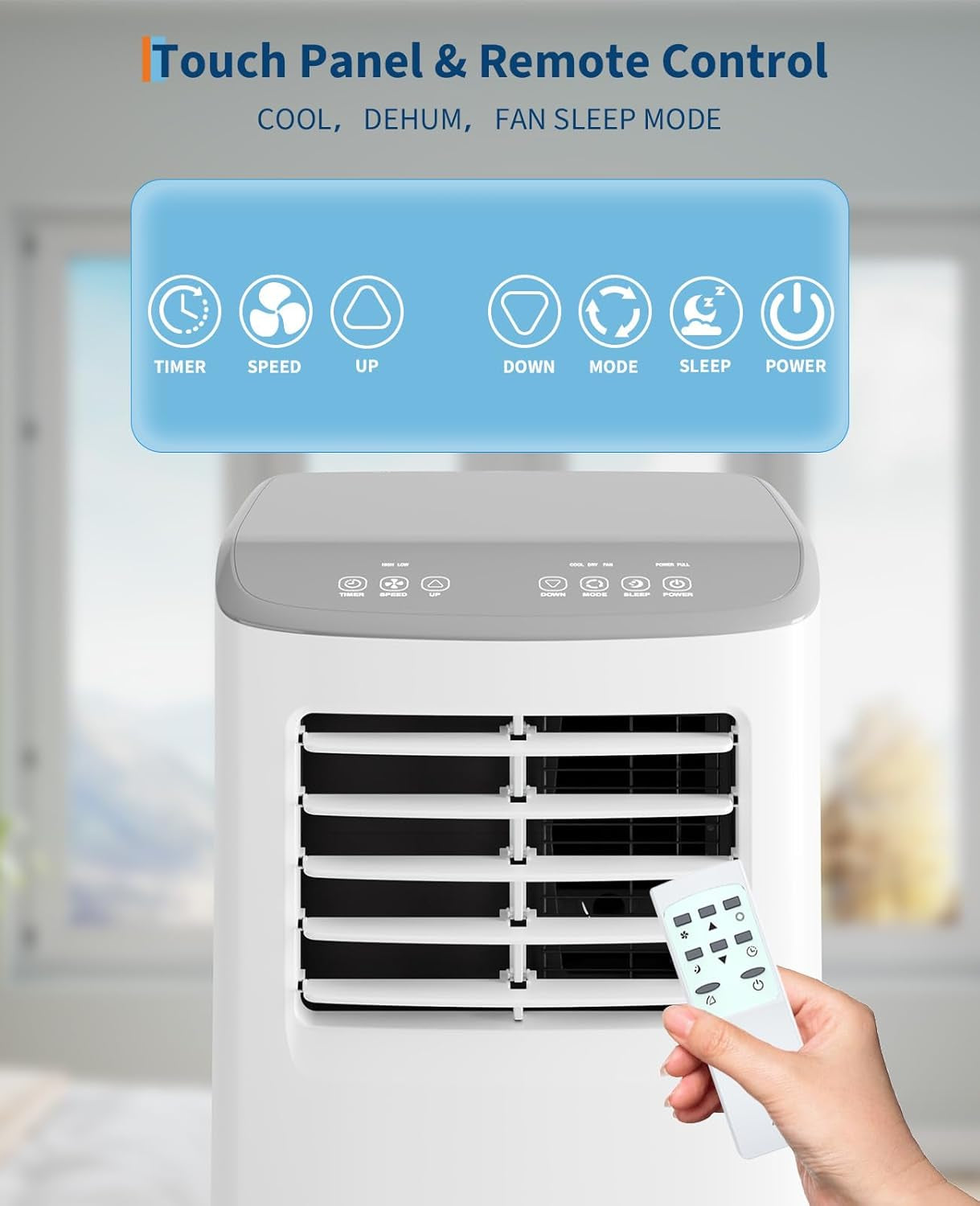 Portable Air Conditioner, 8,000 Btus Room Air Conditioner, 3 In-1 Cooling AC Portable Air Conditioner with Fan & Dehumidifier, Standing Air Conditioner, Ventless Floor AC