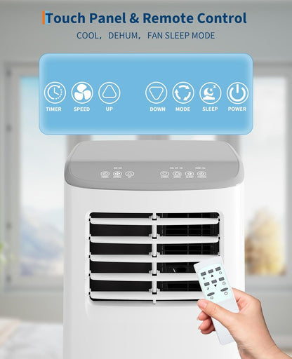 Portable Air Conditioner, 8,000 Btus Room Air Conditioner, 3 In-1 Cooling AC Portable Air Conditioner with Fan & Dehumidifier, Standing Air Conditioner, Ventless Floor AC